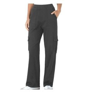 Halara Flex Mid Rise Pockets Straight Leg SP Casual Cargo Black Jeans Pants